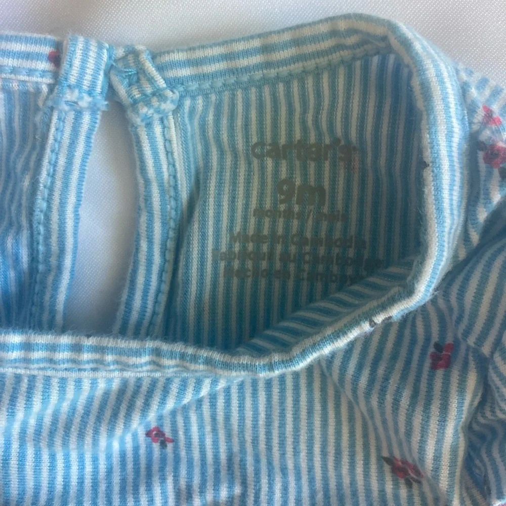 Carter's Blue Striped Floral One-Piece Bodysuit